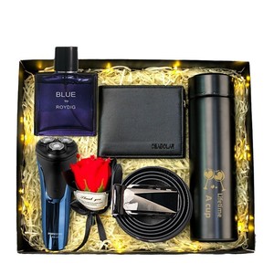 Coffret Cadeau <span class=keywords><strong>Luxe</strong></span> Personnalisé pour <span class=keywords><strong>Homme</strong></span> – Kit de Rasage, Portefeuille, Montre, Thermos – Idéal Anniversaire, Garçons d'Honneur – Emballage en Gros - Product Image 1