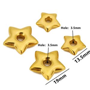 Star <b>Spacer</b> Beads Large Hole 13.5mm 19mm | PVD Gold Plated Stainless Steel Pentagram <b>Spacer</b> for DIY Bracelet Necklace Jewelry - Product Image 2