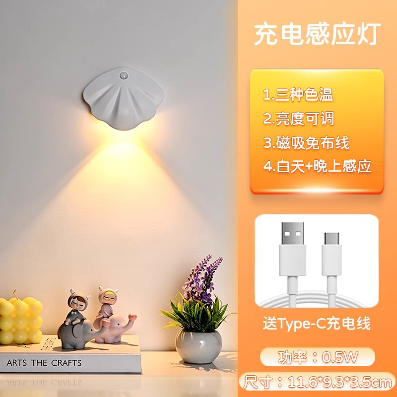 Lampada da parete con sensore per il corpo umano, placca per porta, guscio bianco