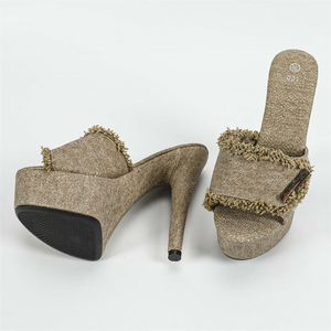 2025 Summer Series Denim Blue High Heel Fashion <b>Sandals</b> for Women Thick Sole Height Increasing for Party Stage High Heel - Product Image 4