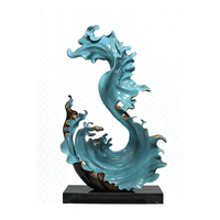 Sculpture de sol abstraite en forme de vague, grande statue d'art en aluminium moulé pour hall d'hôtel, bureau de vente, décoration intérieure, taille et couleur personnalisées