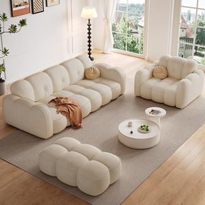 Divano a 3 Posti di Ultima Generazione, Design Moderno, Tessuto Morbido di Alta Qualità, Stile Minimalista Color Crema, Set Divano <span class=keywords><strong>Beige</strong></span> per Uso Domestico - Product Image 2