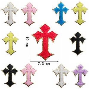 En Stock <span class=keywords><strong>Bible</strong></span> Croix Patch Fer sur Broderie Chenille Paillettes Glod Bord Applique Christian Patches pour Vêtements - Product Image 3