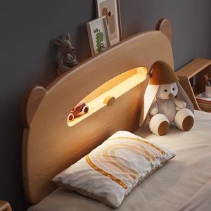 Letto per bambini in legno massello di <span class=keywords><strong>piccole</strong></span> <span class=keywords><strong>dimensioni</strong></span> di 1.2 metri 1.5 con parapetto a forma di orso luce notturna-per camera da letto o Hotel - Product Image 4