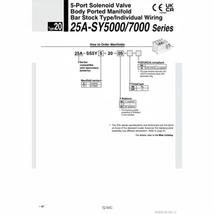 ชิ้นส่วนนิวเมติก25A-SS5Y7-20-02ร่วมด้วย SMC - Product Image 1
