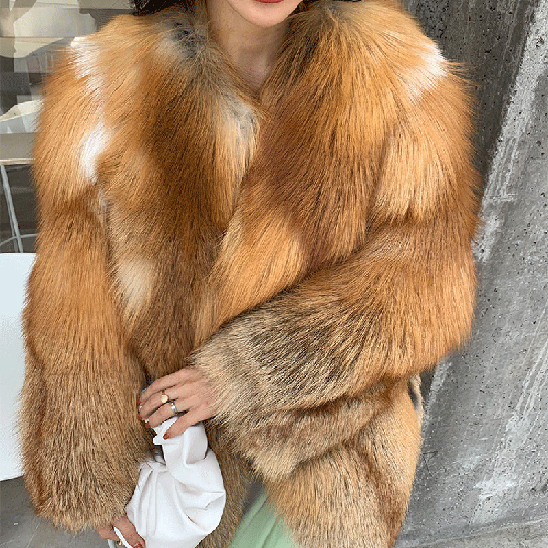 Shop Our New Arrival V Neck Split Fur Jacket Winter Coat