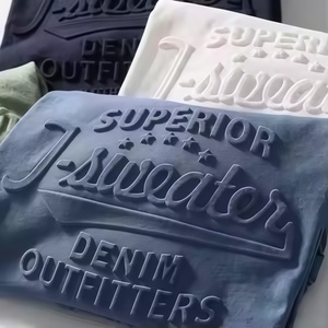 T-shirts gaufrés pour hommes à manches courtes 100 % coton écologique respirant style urbain imprimé par transfert thermique personnalisable - Product Image 5