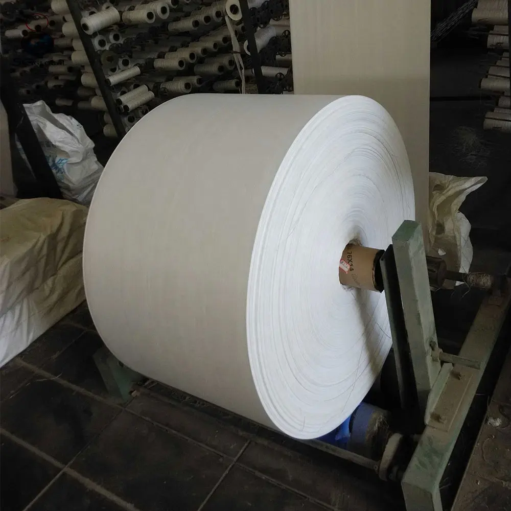 GRS China factory wholesale 60cm polypropylene laminated white tubular packaging bag PP woven fabric in roll