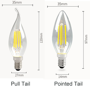 หลอดไฟคอร์นสีขาวนวล 2700K <span class=keywords><strong>4W</strong></span> วินเทจ C35 ทรงเทียนเอดิสัน AC220V E14 หลอดไฟ LED ฟิลาเมนต์ มุมกระจายแสง 360 องศา - Product Image 2