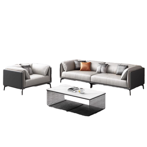 आधुनिक प्रकाश लक्जरी कार्यालय रिसेप्शन क्षेत्र सेट मॉड्यूलर अनुभागीय सोफे कॉफी टेबल संयोजन स्पंज स्टेनलेस स्टील पैर - Product Image 4