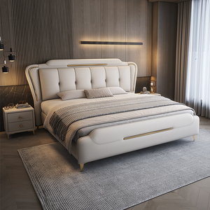 <span class=keywords><strong>Lit</strong></span> queen ou king size avec tête <span class=keywords><strong>de</strong></span> <span class=keywords><strong>lit</strong></span> rembourrée et éclairage <span class=keywords><strong>de</strong></span> luxe italien, avec espace <span class=keywords><strong>de</strong></span> rangement - Product Image 6