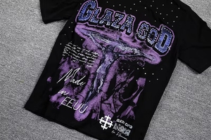 Abbigliamento di Marca di Lusso GLAZA <span class=keywords><strong>GOD</strong></span> per Uomo, Alta Qualità, Stampa con Lettere Viola, Manica Corta, Prezzo Basso, Vendita all'Ingrosso Personalizzata - Product Image 5