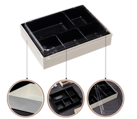 Boîte à bento jetable en papier biodégradable avec couvercle transparent en PET, conteneur alimentaire à compartiments multiples pour plats à emporter