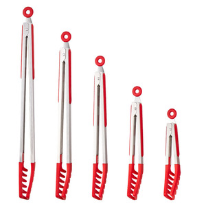 Silicone Stainless Steel Food Clips 5Pcs Red Comb Shape Multi Functional Kitchen Utensils For Noodles Salad Buffet - Product Image 5