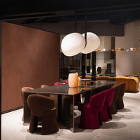 Nouveau design de restaurant italien-Table à manger luxueuse en verre-Ensemble de table à manger de villa créative à usage domestique