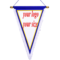 Drapeau triangulaire en toile de coton personnalisé avec logo imprimé par sublimation, bannière murale en polyester vierge