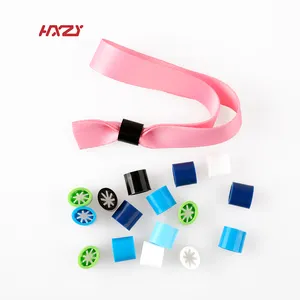 HXZY8 Customized Color Plastic Lock disposable clasp One-Way Sliding Cloth Bracelet Wristband Clasp for music festival