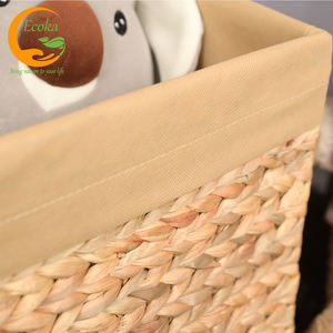 Cesta de Jacinto de Agua Natural Tejida a Mano a Precio Económico, Cestas Organizadoras Cuadradas Plegables Tejidas a Mano de Estilo Nórdico a Precio Económico - Product Image 4