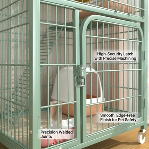 Cage à chat mobile extra-large écologique en tube carré, avec système <span class=keywords><strong>de</strong></span> rangement, revêtement poudré, fermeture à bouton et motif uni, pour usage domestique - Product Image 3