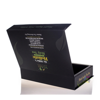 Caja de perfume de regalo magnética de papel negro de lujo, caja de embalaje de maquillaje para cuidado de la piel, caja de embalaje cosmético