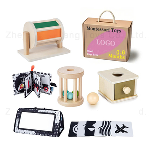 Montessori đồ chơi cho trẻ sơ sinh 0-6 tháng 6 trong 1 giáo dục thiết lập bao gồm quay trống vĩnh viễn hộp bé con lăn Tummy thời gian gương - Product Image 1