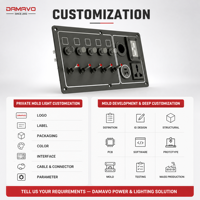 Panneau de commutation 5 voies 12V/24V avec fusibles, USB 30W PD3.0 QC3.0, voltmètre, prise DC, connecteur Anderson et prise AC DAMAVO