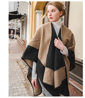 Châle en pure laine d'hiver avec logo brodé personnalisé, marque de créateur, mode de luxe, cape en laine chaude pour femmes, ponchos