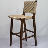 Tabouret de bar en bois de hêtre tressé à la corde, style vintage Wabi-Sabi, pour usage domestique et commercial, restaurants, comptoirs d'îlot, bureaux d'accueil