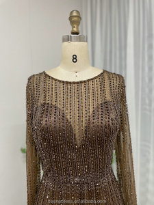 Vestido de Noche Largo con Cuentas y Lentejuelas de Lujo PBS002B, Vestido de Fiesta Musulmán Árabe para Mujer, Vestidos de Gala para Ocasiones Formales - Product Image 4