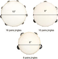Wholesale 4/6/8/10 Inch Hand Single Row Held Wooden Sublimation Tambourine Drum With Sheepskin for Church Wedding Event