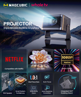Potente Proyector Portátil Pico de 12W, Cine en Casa 1080P, Proyector Android para HY350 NTV 500 ANSI con Enfoque Automático y Corrección Trapezoidal Automática
