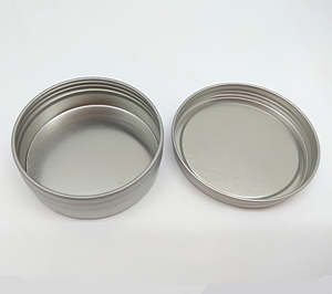 Fabriek Hoge Kwaliteit 2Oz Zilveren Schroefdeksel Ondiepe Ronde Tweedelige Metalen Blikken Doos Voor Verpakking - Product Image 4