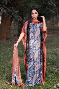 Robe longue en soie d'été 2026, robe de soirée florale de luxe, caftan en soie, robes amples pour femmes, grande taille - Product Image 4