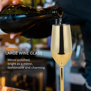 Incassable 8oz En Acier Inoxydable Argent Noir Flûtes À Champagne En Métal Plaqué Or Gobelet Verre À Vin pour <span class=keywords><strong>Gaston</strong></span> Chiquet - Product Image 2