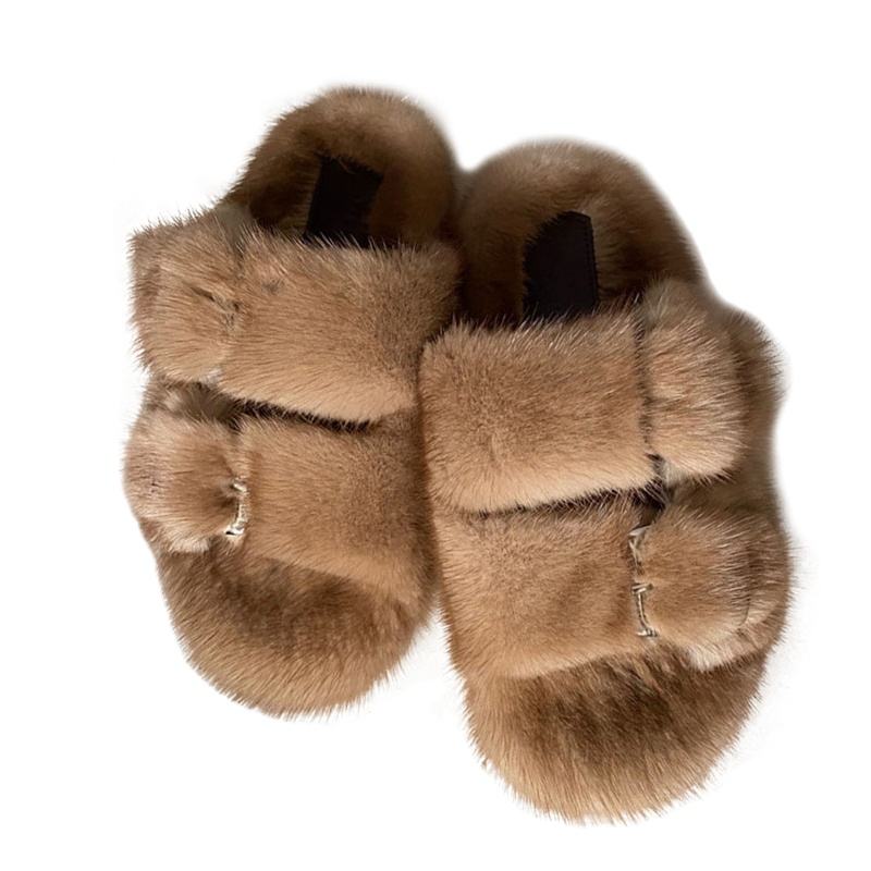 Faux Fur Slippers Slippers Fourrure European Station Real Fur Mink