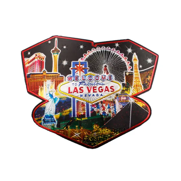 Custom Thick Aluminum Foil Fridge Magnet For Las Vegas Tourist Souvenir