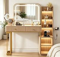 Meilleure Vente : Coiffeuse avec Miroir Rond et Éclairage, Miroir Grossissant 5x, Table de Maquillage avec Prises Électriques