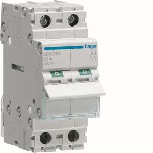 SBN263 Personalizzabile con interruttore non automatico Hager 2P 63A 400V AC 2 moduli DIN - Product Image 1
