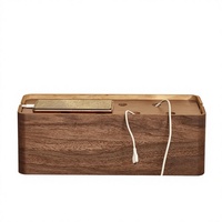 Organisateur de câbles en bois massif, boîte de rangement décorative rectangulaire pour prise de courant, gestionnaire de câbles de données, boîte en bois portable pour batterie externe