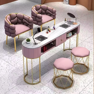 Table de manucure MoreDesign de qualité supérieure en acier inoxydable pour salon de beauté et <span class=keywords><strong>spa</strong></span> avec chaise - Durable et écologique - Product Image 2