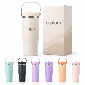 Gobelet isotherme en acier inoxydable à double paroi de 30 oz, personnalisé, en gros, avec paille, résistant à la chaleur et au froid, pour le voyage - Product Image 1