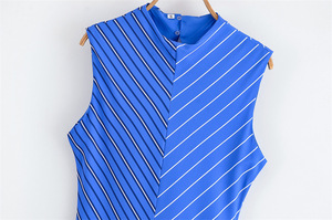 GX8700 Moda Estate 2025 <span class=keywords><strong>Abbigliamento</strong></span> <span class=keywords><strong>Boutique</strong></span> Donna Abiti Lunghi Casual con Scollo a O e Stampa a Righe - Product Image 4