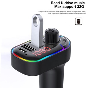 LUTU C12transmisor fm manos libres para el coche mp3 player 7 + 1 luces de colores PD usb rápido cargador de coche de apoyo sirl - Product Image 4