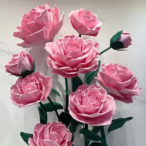 Romantic Hot Sell Giant Rose Flowers Big Artificcial Red Roses Flores For Wedding Party Stage Background Decorations