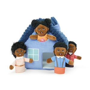 Jouet d'animal en peluche de marionnette de doigt de série de famille noire faite sur commande de haute qualité pour la représentation dramatique - Product Image 1