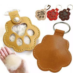 YY Cat Hair Collector Keychains Dog Furs Storage Keychains <b>Cute</b> Leather Paw Key Chains Pet Hair Keepsake PU Leather <b>Keyring</b> - Product Image 1