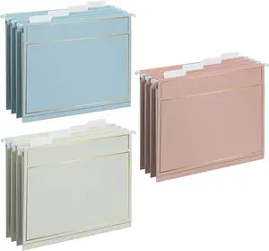 Geometric File Folders with 1/3 Cut Tabs, Gold Office Supplies (11.5 x 9.5  In, 12 Pack)