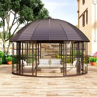2026 Véranda d'hiver de luxe ronde en aluminium, type dôme, avec structure fermée, pour jardin, serre en verre, taille personnalisée, serre florale