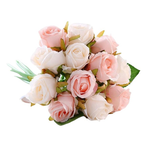 12 Heads Silk <b>Artificial</b> Roses <b>Bouquet</b> for Valentine's Day Flowers Arrangement Home Office Parties Bridal Wedding Decoration - Product Image 1