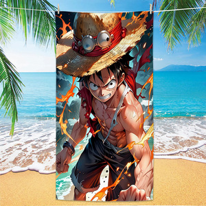 Serviette de bain grande taille en microfibre anti-sable, poncho de plage personnalisé pour enfants, motif dessin animé japonais, vente en gros - Product Image 4